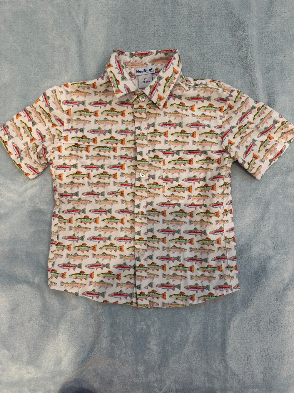 Blue Qual fishing Button-Front Kids 3t